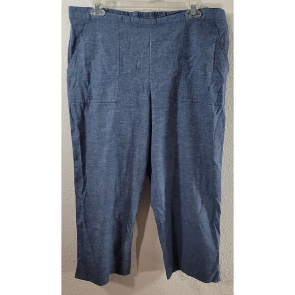 Alfred Dunner Blue Flat Front Pull On Cropped Pants 16 Lightweight Tapered Leg - Picture 1 of 5